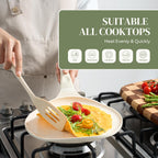 Redchef Crepe Pan Nonstick, 10 Inch Ceramic Flat Skillet Pan for Roti Dosa Tawa Comal Para Tortillas Pancake Pan for Stove Top, Induction Compatible, PFAS/PFOA/PTFE Free(Beige White)