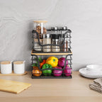 Trash Bag Dispenser Holder for Kitchen 2 Pack Laundry Room Trash Bag Holder Wall Mount Garbage Bag Dispenser Stackable Roll Holder with Bamboo Top for Countertop, Under Sink