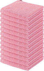 Homaxy 100% Cotton Terry Kitchen Dish Cloths, Ultra Soft and Absorbent Dish Towels for Kitchen, Suitable for Drying and Washing Dishes, 12 Pack, 12 x 12 Inches, Pink