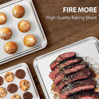 Stainless Steel Cookie Sheets, Baking Sheet Pan Set of 3, Non Stick and Heavy Duty and Easy Clean, 9/12/16 Inch