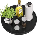 Lazy Susan Organizer, 13.2 Inch Non-Skid Bamboo Lazy Susan for Kitchen Table cabinets Closets and Kitchen Islands, Wood Turntable for Kitchen Countertop Organizer Black