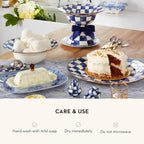 MACKENZIE-CHILDS Enamel Serving Platter, Decorative Serving Platter for Food, 16 Inches, Blue-and-White Royal Check