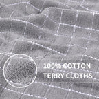 Homaxy 100% Cotton Terry Kitchen Towels(Light Grey, 13 x 28 inches), Checkered Designed, Soft and Super Absorbent Dish Towels, 8 Pack