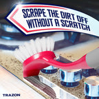 Dish Brush Set of 4 - Kitchen Scrub Brushes with Non-Slip Long Handle for Cleaning, Scrubber, Dishwashing, Dishes, Bottles, Straws, Cups, Pots & Sink, Red