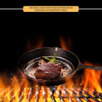 Utopia Kitchen Cast Iron Frying Pan 6.5 Inch, Cast Iron Chefs Pan, Pre Seasoned Skillet, Safe Grill Cookware for Indoor & Outdoor Use, Black