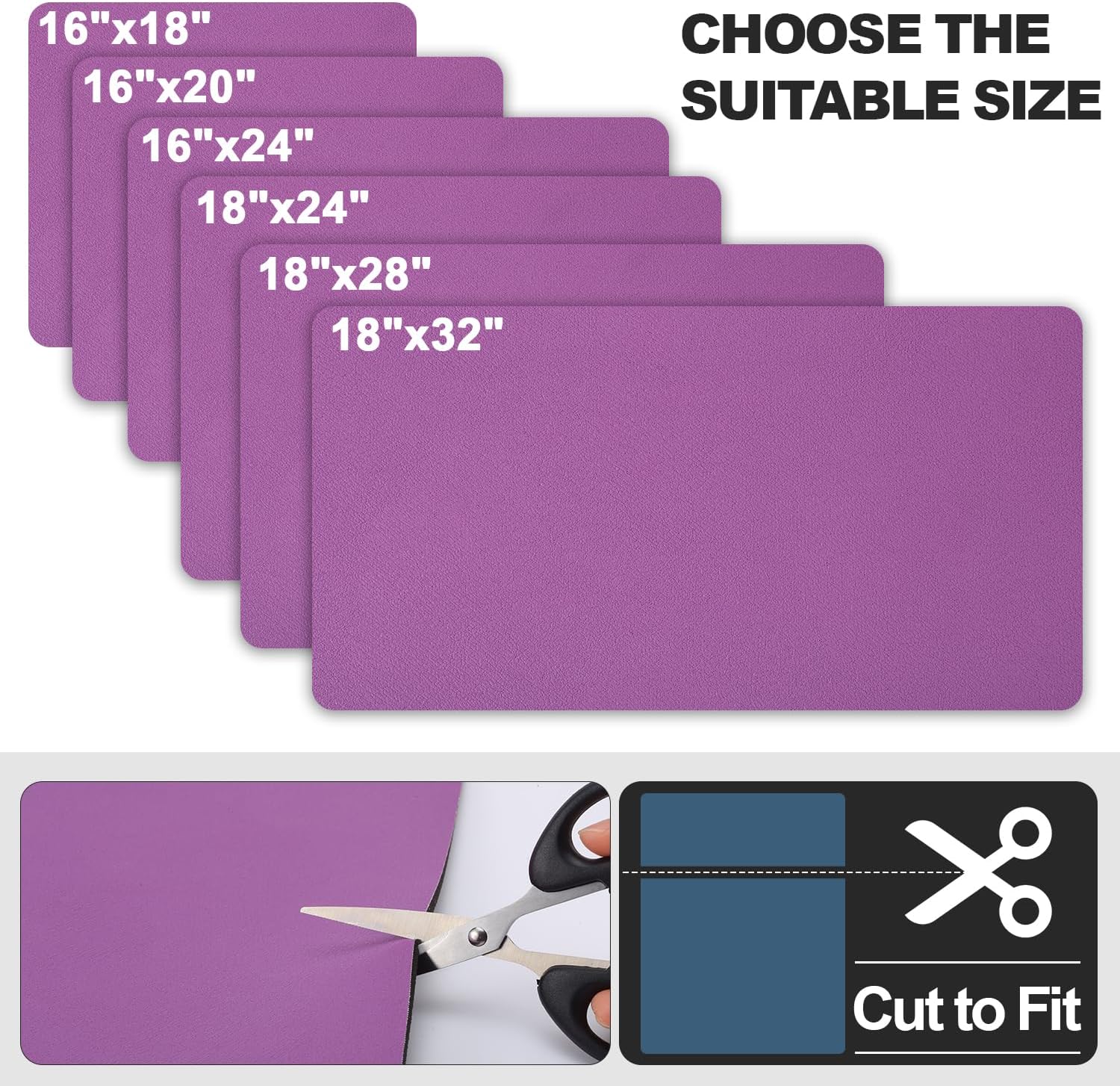 Dish Drying Mat for Kitchen Counter | Coffee Bar Mat for Countertops | Heat Resistant Drainer Mat with Non-slip Rubber Backed | Hide Stain Kitchen Absorbent Draining Mat | Purple 18"x24"