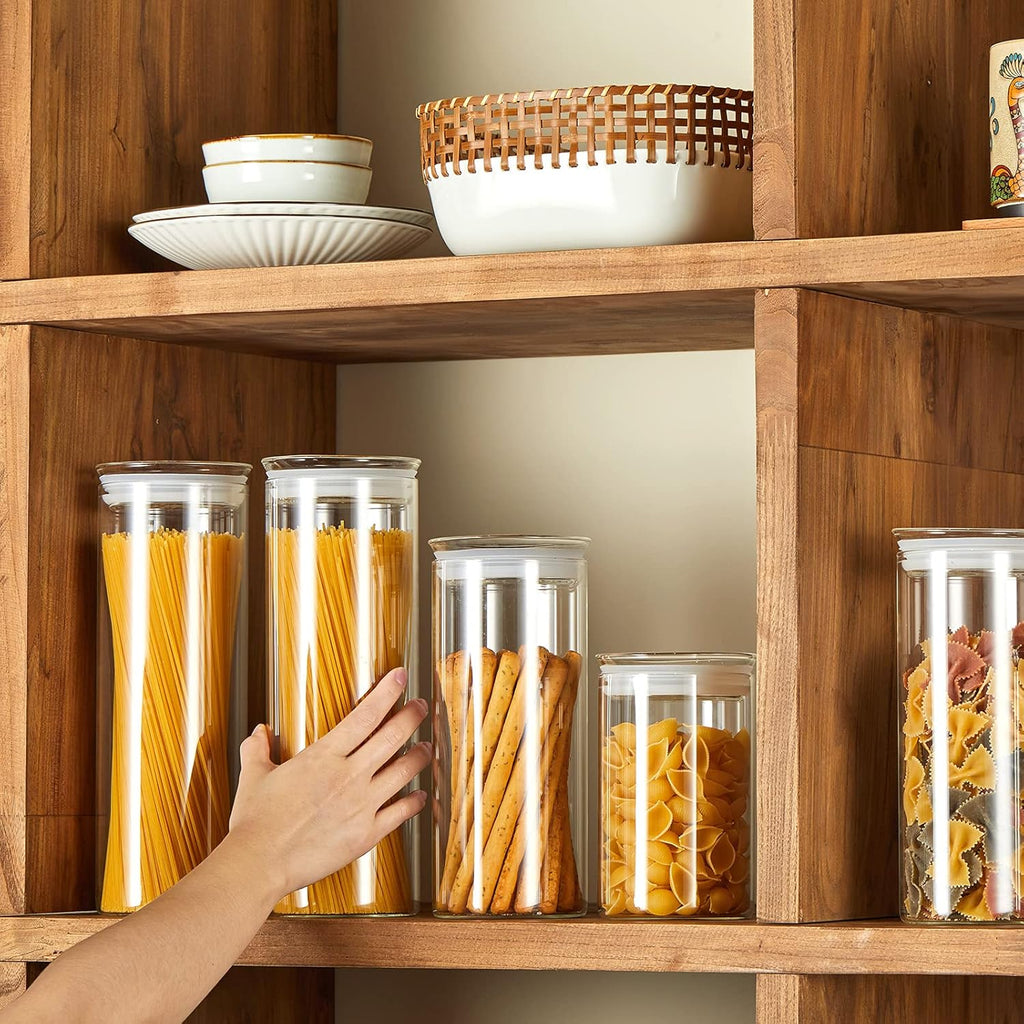 ZENS 27oz Glass Jars with Airtight Lid Set of 2, Clear Glass Storage Containers, Glass Kitchen Canisters with Airtight Lids, Coffee Jars for Brown Sugar, Pantry Organization