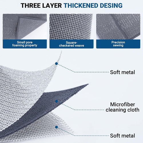10 Pcs New Upgrade 3-Layer Non Scratch Wire Dishcloth,Wire Dishwashing Rag, Non-Scratch Wire Dishwashing Rags for Wet and Dry, Kitchen Cleaning Dish Rags for Cookware,Sinks, Dishes,Stove