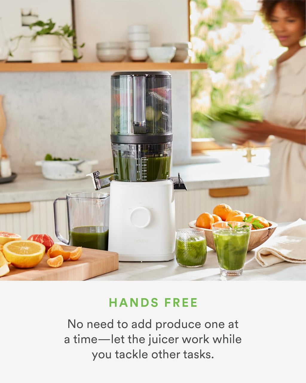 Nama J2 Cold Press Juicer – Self Feeding for Hands-Free Operation with Wide Mouth Hopper for Whole Recipe Loading, Zero Waste Masticating Juicer For More Juice, Less Pulp – Easy Cleanup & Assembly
