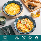 vancasso Stern Ceramic Pie Pan, 9 inch Pie Pans with Ruffled Edge, Deep Pie Dishes for Baking, Round Pie Plates for Apple, Quiche, Pot Pies, Tart, Oven & Dishwasher Safe, Set of 2, Green
