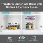 Sorbus 9 Inch 2 Tier Clear Lazy Susan Organizer, Turntable Organizer for Spice Organization for Cabinet, Lazy Susan Turntable for Kitchen, Home, Office, Closet, Classroom, Laundry Room Organization
