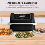 Ninja Foodi 6-in-1 FlexBasket Air Fryer with 7-QT MegaZone & Basket Divider for Large Proteins & Full Meals, Smart Finish Cook 2 Foods 2 Ways, Family Sized Capacity, Air Fry, Roast & More, Black DZ071