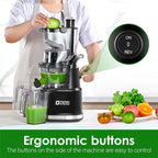Cold Press Juicer Machines, Kitchen in the Box Slow Masticating Juicers Machine,3.26inch Large Wide Feed Chute Fit Whole Fruits & Vegetables,BPA Free,Easy to Clean (Bright Black)