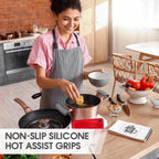 Patelai 4 Pcs Silicone Assist Hot Pan Handle Holder Pot Handle Covers for Cast Iron Skillets Holder Sleeve Nonslip Heat Resistant Pan Cover for Enameled Griddles Casserole Frying Cookware(Light Gray)