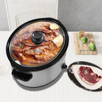 HOMECOOKIN 7 Quart Slow Cooker Oval Manual Pot Food Warmer with 3 Cooking Settings, Stainless Steel