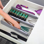 Utoplike Bamboo Drawer Dividers Large, Gray Kitchen Drawer Organizers Adjustable, Spring Loaded, Works in Dresser, Bathroom, Bedroom, Desk, 4 pcs, 2.4" H