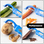 Zulay Kitchen Premium Vegetable Peeler for Kitchen - Swivel Peeler with Razor Sharp Stainless Steel Blades & Strong Ergonomic Handle - Dishwasher Safe, Easy To Use with Blemish Remover - Blue