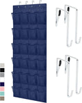 GORILLA GRIP Over the Door Shoe Organizer, 24 Large Breathable Mesh Pockets, Space Saving Hanging Storage Holder, Closet Rack Hanger Holds Up to 40 lbs, Hangs on Closets for Shoes, Accessories, Navy