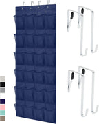 GORILLA GRIP Over the Door Shoe Organizer, 24 Large Breathable Mesh Pockets, Space Saving Hanging Storage Holder, Closet Rack Hanger Holds Up to 40 lbs, Hangs on Closets for Shoes, Accessories, Navy