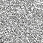 Dazzjoy Edible Silver Pearl Heart Rods Sprinkles, 130g/4.58oz, Mix Size, Silver Pearl Sprinkles for cupcake decorating, Cupcake Toppers Cake Decorations
