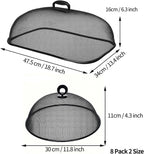 8 Pack Metal Mesh Screen Food Covers, 2 Large (18.5”) and 6 Small (11”) Sets, Reusable Metal Mesh Food Covers for Outdoors, Camping, Picnics and Parties