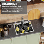 Kitchen And Bar Sink, 22x18 Inch Stainless Steel Drop In Kitchen Sink Modern Single Bowl Topmount Bar Sink Combo-Silicon Mat,Drain Strainer Set Compatibility With Various Kitchen & Bar Style