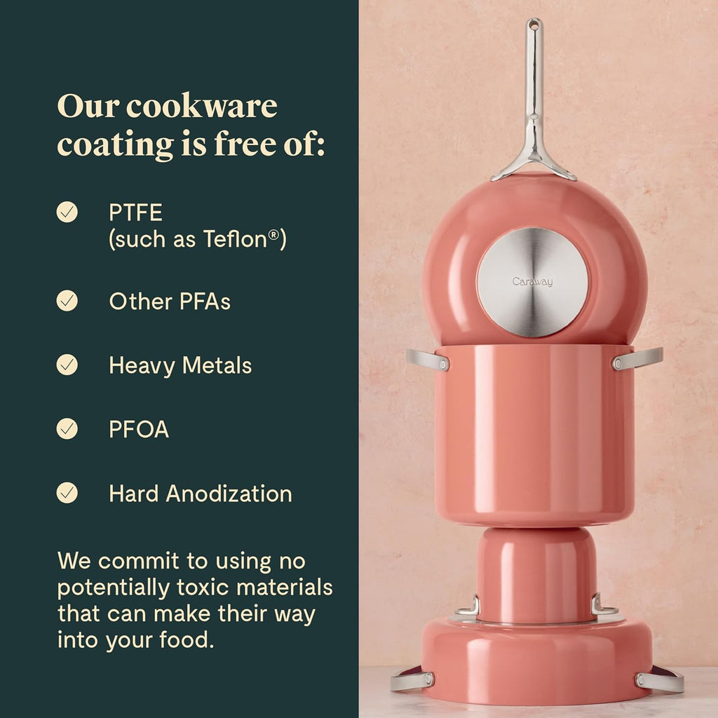Caraway Petite Cooker - 2 Qt Ceramic Coated Pot - Free From Forever Chemicals - Perfect for Rice, Grains, or Sauces - Perracotta
