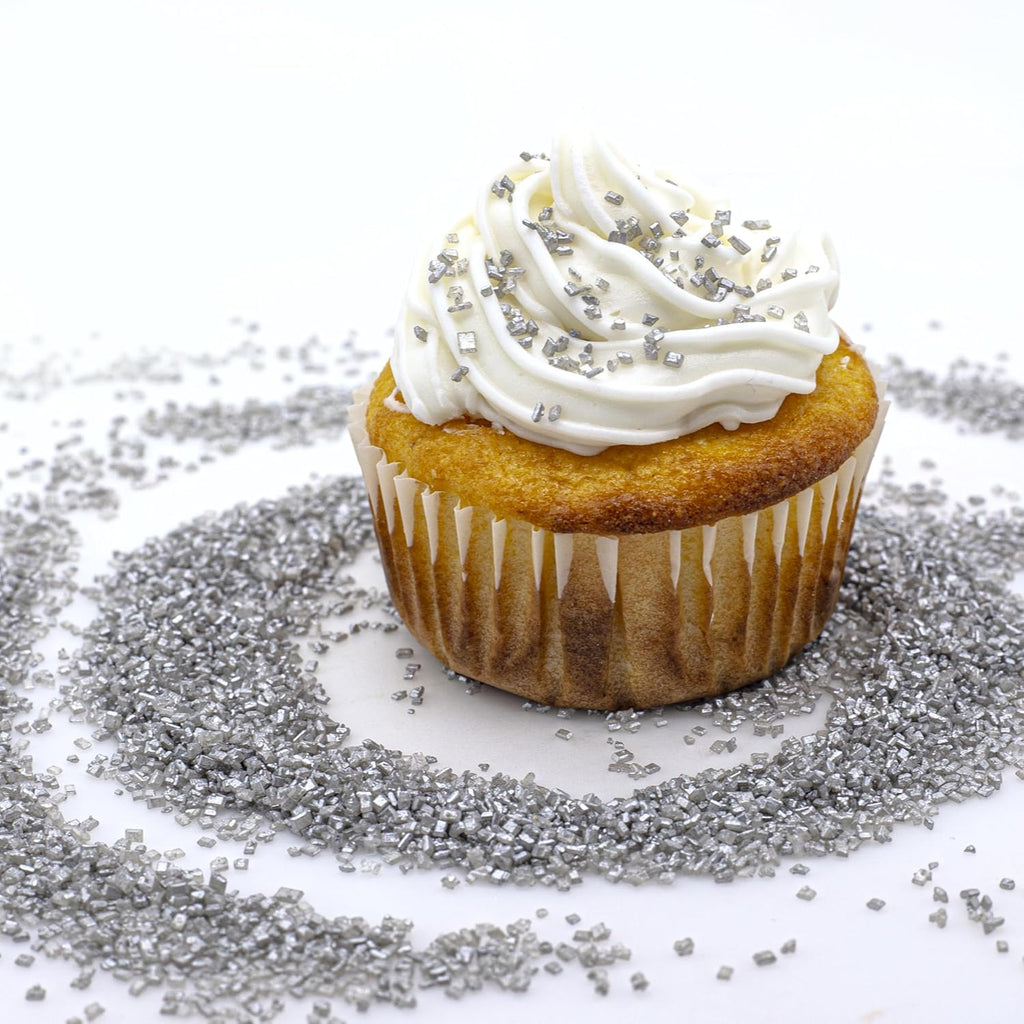 Bakerpan Pearlized Sugar Sprinkles for Baking - 5 Ounce - Sparkling Silver Decorating Sugar Crystals for Cookies, Cake Pops, Ice Cream (Made in USA)