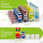 Soda Can Dispenser for Refrigerator,Self-Pushing Drink Organizer for Fridge, Width Adjustable Fridge Organization, Beer Pop Can Water Bottle Drink Dispenser for Fridge (15.1" D) White (5 Row, White)