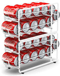 Soda Can Organizer Storage Rack, 2 Pack Stackable Beverage Soda Can Dispenser Organizer Holder for Refrigerator, Cabinet, Pantry (White)