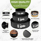 Springform Pan Set of 3 Pcs (4"/7"/9"), Non-stick Cheesecake Pans with Removable Bottom, Round Spring Form Cake Pans Set for Cheesecake, Cheese Cake Pans For Baking