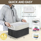 BALEINE 3 Pack Fabric Storage Bins for Shelves, Linen Storage Baskets for Organizing, Decorative Closet Bins for Clothes, Home (Black, 15"x11"x9.5")