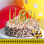 13 Pcs Construction Themed Birthday Candles Set Yellow and Black Number 8 Candle Cake Topper for Construction Party Decoration Supplies (Number 8)