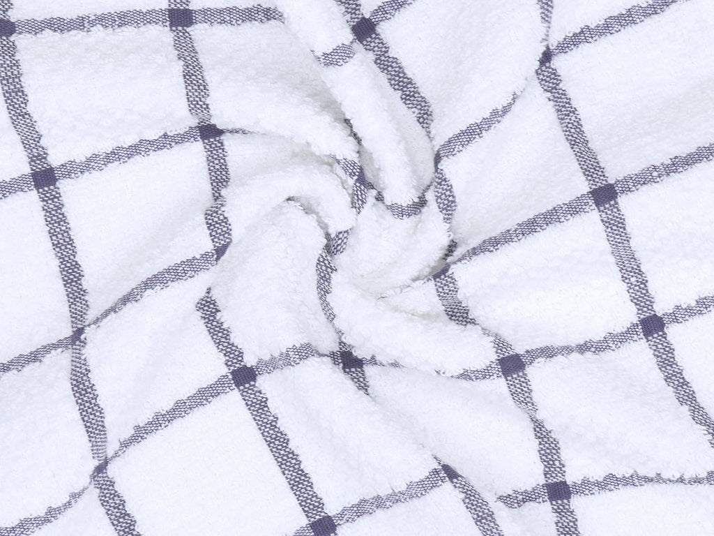 Cotton Grid Dish Cloths, Terry Cleaning Rags, 12 x 12 Inches, Light and Soft, Quick Drying Dish Rags, 8pc/Set (Purple)