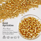Gold Pearl Star Rods Sprinkles, Edible Gold Pearls Sprinkles for Cake Decorating, 150g/5.29oz, Cake Decoration, Cake Toppers, Wedding Party, Christmas Baking Supplies