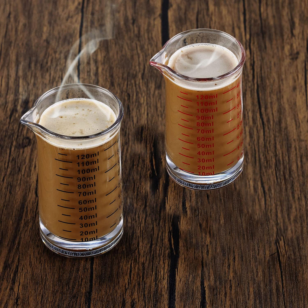 Ackers 4 Oz Glass Measuring Cup,Borosilicate Shot Glass with V-Shaped Spout(Pack of 2)