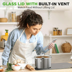NutriChef 3-Quart Stainless Steel Pot with Glass Lid - 18/8 Food Grade Heavy Duty Cookware Stockpot for Stews, Simmering & Soups, Dishwasher Safe, For Induction, Gas & Ceramic Cooktops - NCSP3