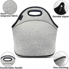 FlowFly Neoprene kids Lunch box Insulated Soft Bag Mini Cooler Thermal Meal Tote Kit for Boys, Girls,Men,Women,School,Work, Office, Grey