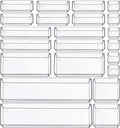 Criusia 22 Pcs Drawer Organizer Bins, Acrylic Non Slip Kitchen Drawer Organizers Storage Tray Divider, Multifunctional Storage for Cosmetics, Bathroom, Tools, Kitchen and Office