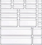 Criusia 22 Pcs Drawer Organizer Bins, Acrylic Non Slip Kitchen Drawer Organizers Storage Tray Divider, Multifunctional Storage for Cosmetics, Bathroom, Tools, Kitchen and Office