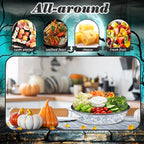 Baderke 1 Set 11.8" Chilled Serving Tray for Parties with Compartments Ice Chilled Party Platter Charcuterie Serving Board Cold Dish Dip for Fruit Seafood Vegetable Shrimp Cocktail (Black)