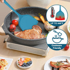 TeamFar Silicone Spatulas Set of 2, Solid & Slotted Cooking Turner for Non-stick Cookware, for Flipping/Turning/Frying, Healthy & Seamless, Heat-Resistant & Non-Scratch, Dishwasher Safe, Dark Blue