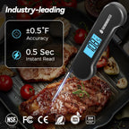 0.5 Sec Instant Read Meat Thermometer Digital with ±0.5℉ Precision, Food Thermometer for Cooking Kitchen Gadgets, Oven Grill Candy BBQ Essentials Accessories, Gifts for Him Dad Men Birthday, Black