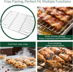 18/0 Stainless Steel Baking Sheet with Cooling Rack, 10.4 Inch Oven-Safe Non-Toxic Cookie Sheets for Baking, Coating Free & Rust Resistant for Healthy Family Baking, Easy to Clean, Heavy Duty