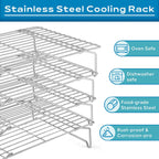 15IN x 10IN Cooling Baking Rack Set of 4, Leonyo 4-Tier Stackable Stainless Steel Wire Baking Cooking Racks Set for Cookie, Pizza, Cup Cake, Raised & Folding Feet