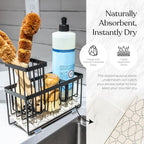 OKIEDOKIE ARTICHOKIE Kitchen Sink Caddy Organizer – With Self-Drying Stone, Multi-Purpose with Sponge & Dish Brush Holder, Compact Sink Sponge Holder for Kitchen Countertop