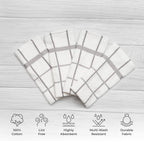 100% Cotton Terry Dish Towels, 4 Pack Checks, 16 x26 Inches, Super Soft and Absorbent Kitchen Towels, Perfect for Kitchen Cleaning and Dish Washing | Light Gray