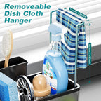 Stainless Steel Sink Caddy, Sponge Holder for Kitchen Sink with Brush Holder & Dishcloth Rack, Rustproof Sink Organizer Countertop, Soap Dispenser Kitchen Organizers Storage Essentials, Black