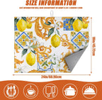 Watercolor Lemon Dish Drying Mat for Kitchen Counter Microfiber Absorbent Dish Kitchen Drying Mat Draining Reusable Washable for Dishes/Utensils/Counterto