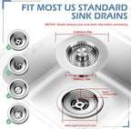 3 in 1 Kitchen Sink Drain Strainer ，304 Stainless Steel Kitchen Sink Stopper and Basket,Long-Term Water Storage，Bass Bounce Core，General，Filter for Standard 3-1/2 inch Drain